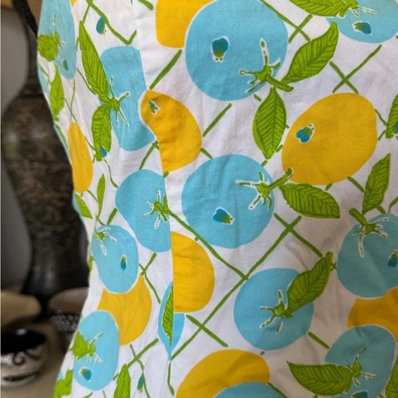 Vintage Lilly Strapless Lemon & Blueberries Print Cotton Dress - Picture 3 of 6